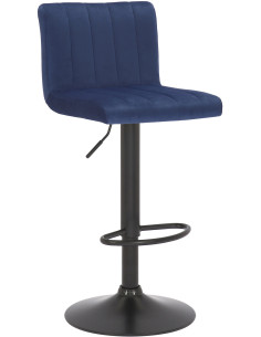 Tabouret de bar moderne chic en Velours Bleu Métal Noir Dyrvon - 1