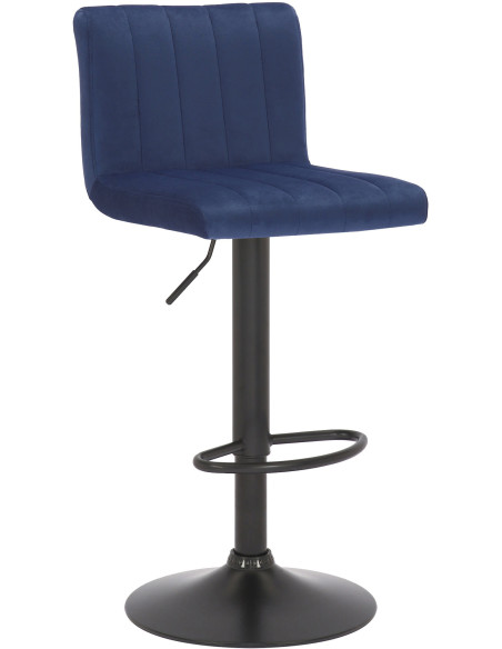 Tabouret de bar moderne chic en Velours Bleu Métal Noir Dyrvon - 1