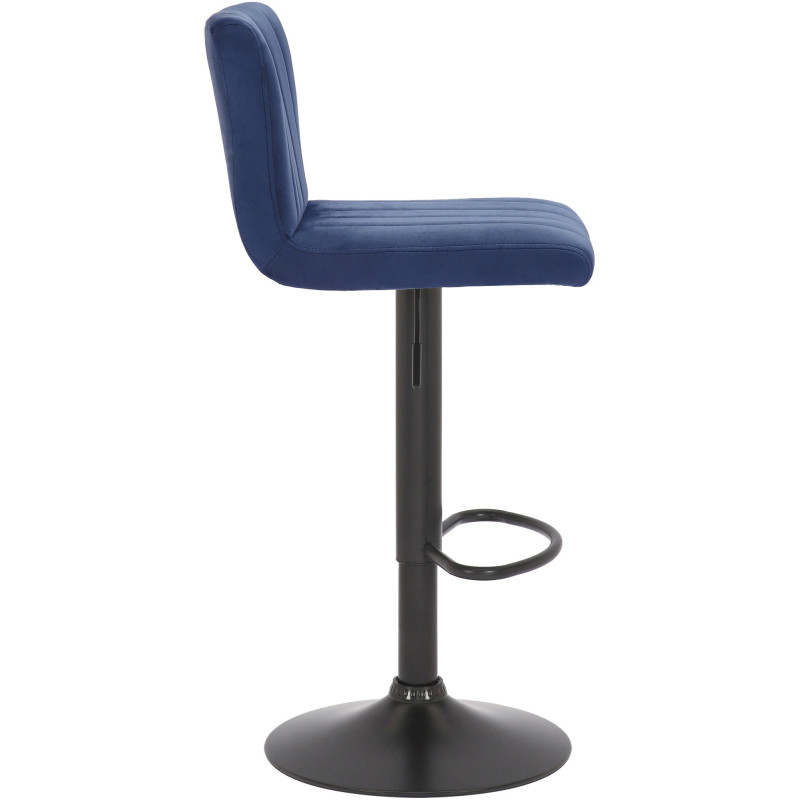 Tabouret de bar moderne chic en Velours Bleu Métal Noir Dyrvon - 2