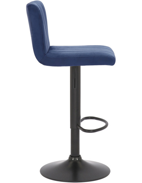 Tabouret de bar moderne chic en Velours Bleu Métal Noir Dyrvon - 2