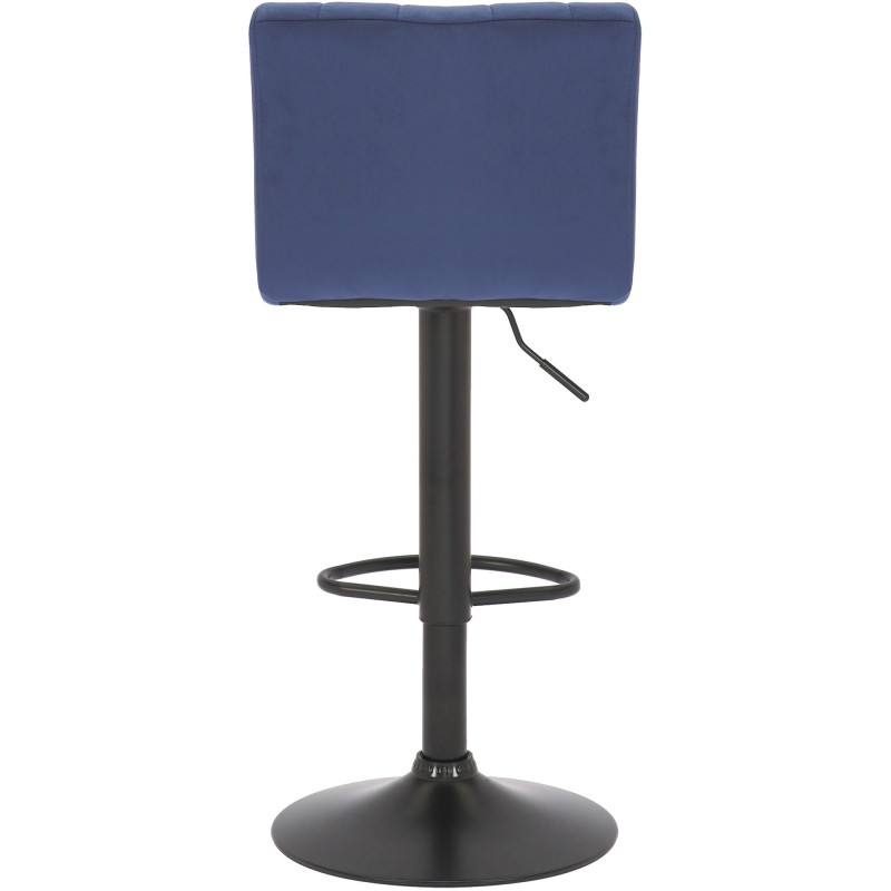 Tabouret de bar moderne chic en Velours Bleu Métal Noir Dyrvon - 3