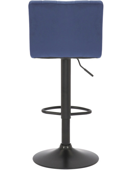 Tabouret de bar moderne chic en Velours Bleu Métal Noir Dyrvon - 3