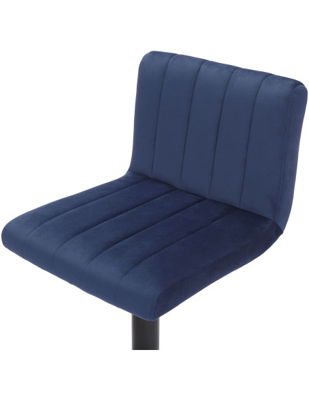 Tabouret de bar moderne chic en Velours Bleu Métal Noir Dyrvon - 4