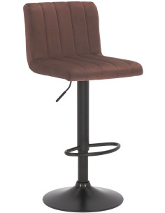 Tabouret de bar moderne chic en Velours Marron Métal Noir Dyrvon - 1