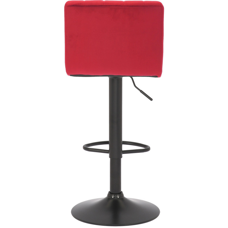 Tabouret de bar moderne chic en Velours Rouge Métal Noir Dyrvon - 3