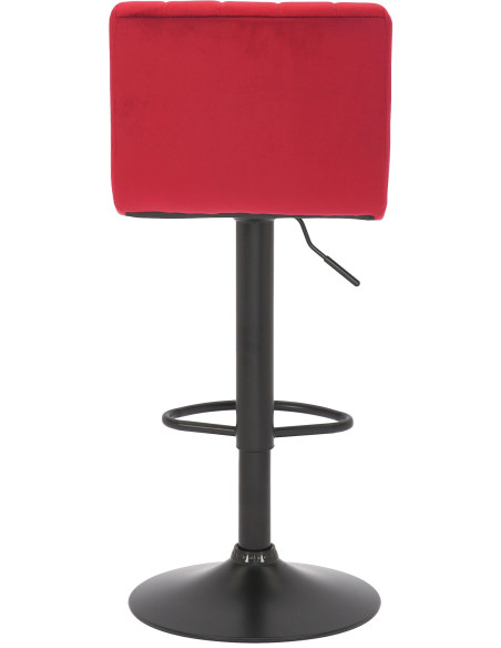 Tabouret de bar moderne chic en Velours Rouge Métal Noir Dyrvon - 3