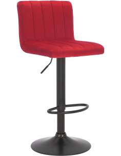 Tabouret de bar moderne chic en Velours Rouge Métal Noir Dyrvon - 1