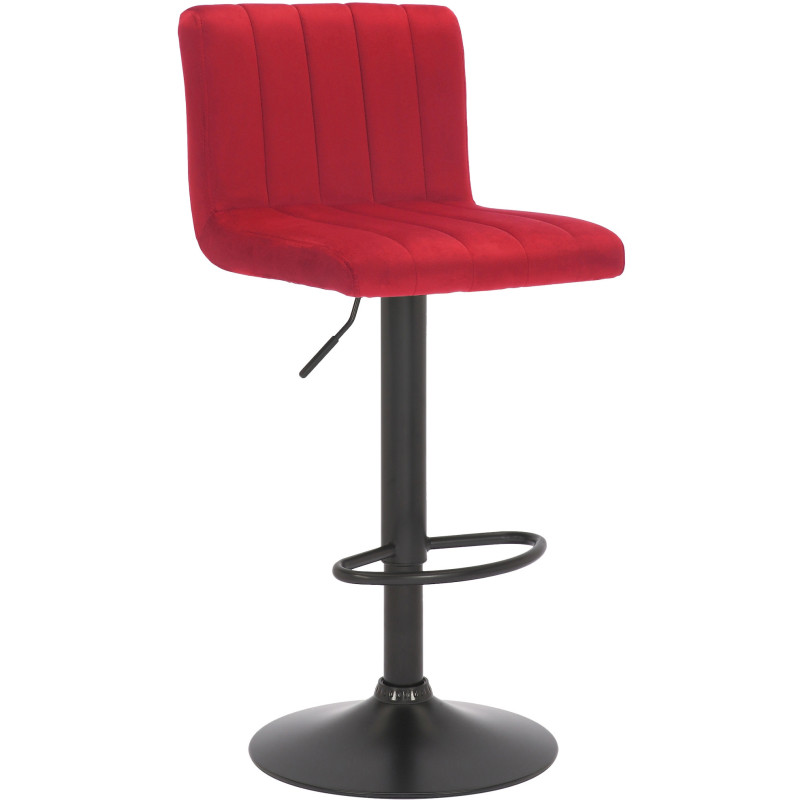 Tabouret de bar moderne chic en Velours Rouge Métal Noir Dyrvon - 1