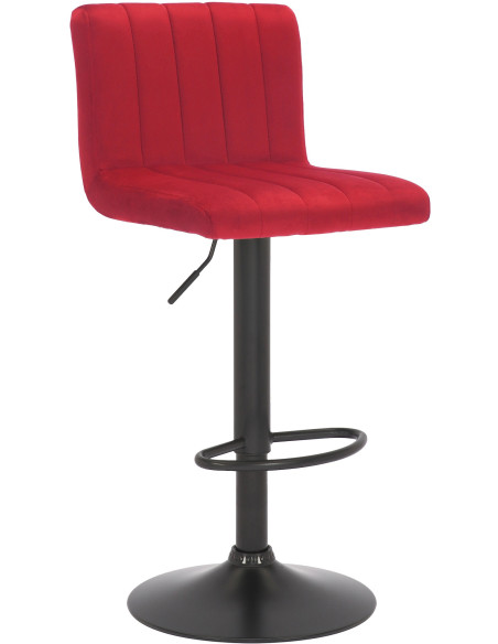 Tabouret de bar moderne chic en Velours Rouge Métal Noir Dyrvon - 1