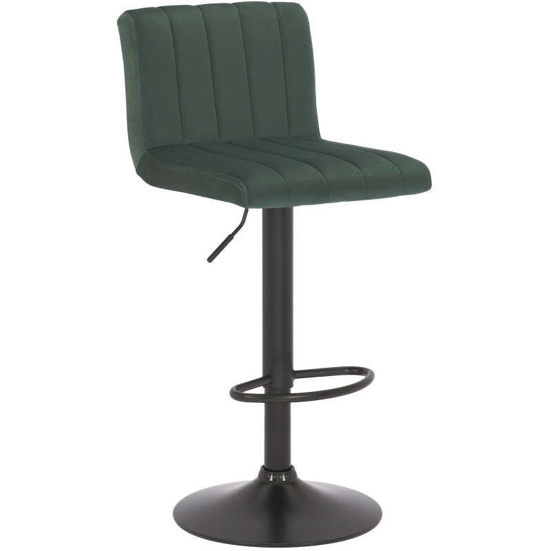 Tabouret de bar moderne chic en Velours Vert Métal Noir Dyrvon - 1