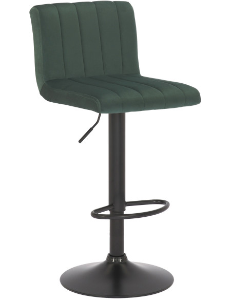 Tabouret de bar moderne chic en Velours Vert Métal Noir Dyrvon - 1