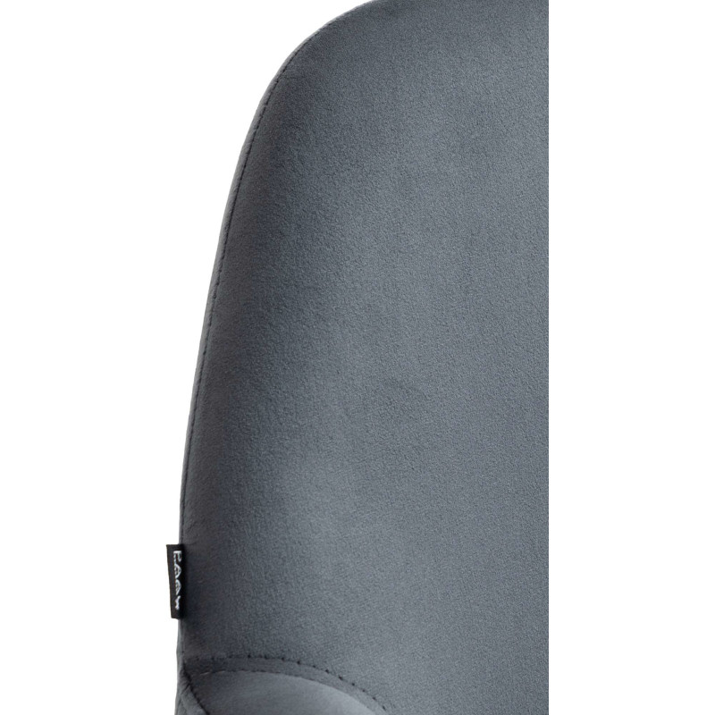 Tabouret de bar moderne en Velours Gris foncé Métal Argenté Gylvan - 2