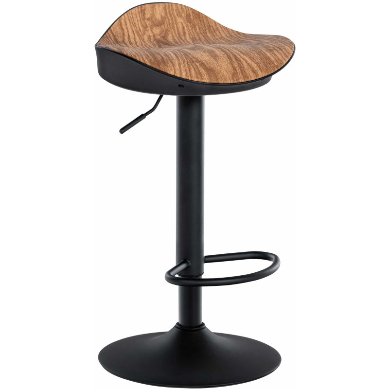 Tabouret de bar moderne en Métal Noir Polyuréthane Naturel Imitation bois Ravira - 1