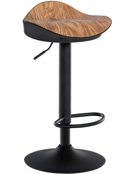 Tabouret de bar moderne en Métal Noir Polyuréthane Naturel Imitation bois Ravira - 1