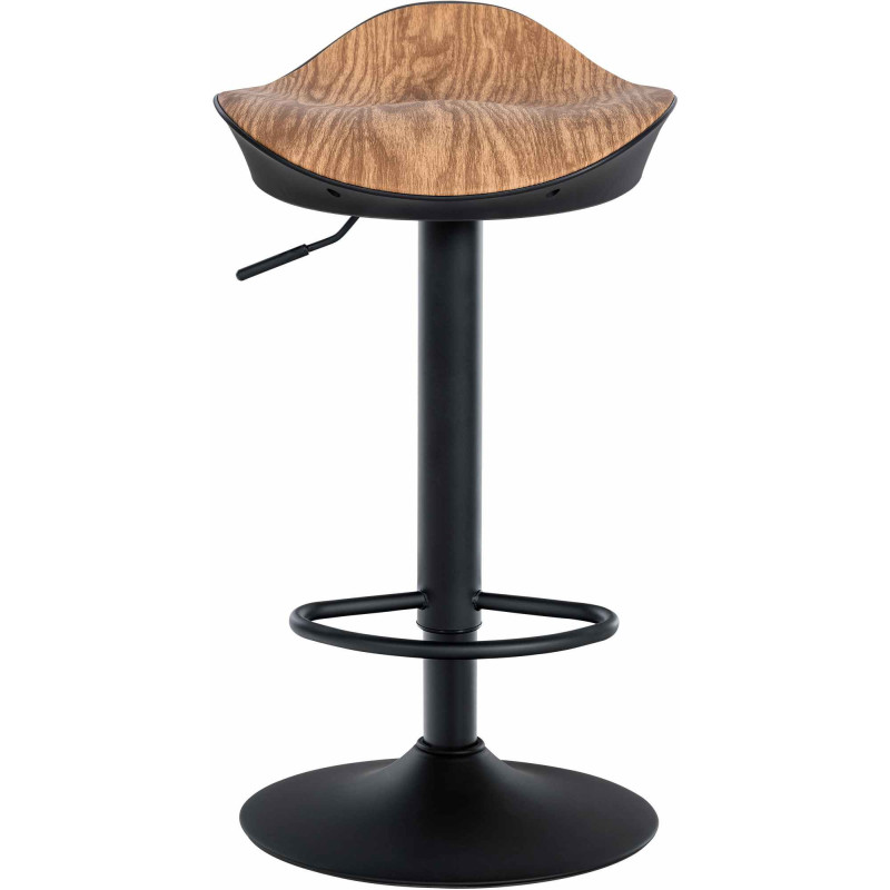 Tabouret de bar moderne en Métal Noir Polyuréthane Naturel Imitation bois Ravira - 2