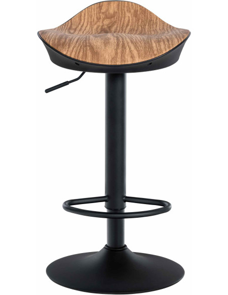 Tabouret de bar moderne en Métal Noir Polyuréthane Naturel Imitation bois Ravira - 2