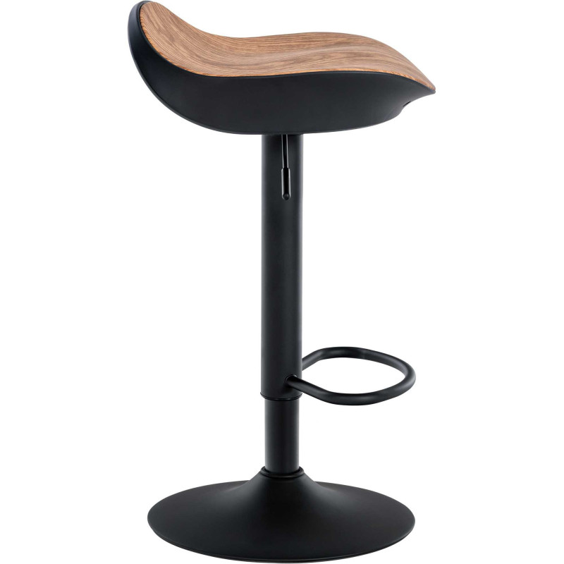 Tabouret de bar moderne en Métal Noir Polyuréthane Naturel Imitation bois Ravira - 3