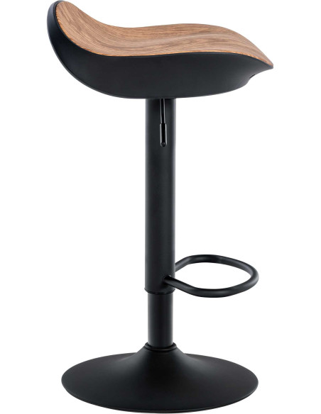 Tabouret de bar moderne en Métal Noir Polyuréthane Naturel Imitation bois Ravira - 3