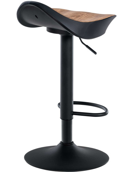 Tabouret de bar moderne en Métal Noir Polyuréthane Naturel Imitation bois Ravira - 4