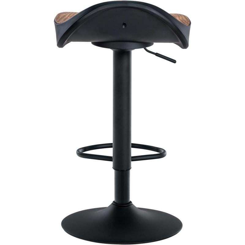 Tabouret de bar moderne en Métal Noir Polyuréthane Naturel Imitation bois Ravira - 5