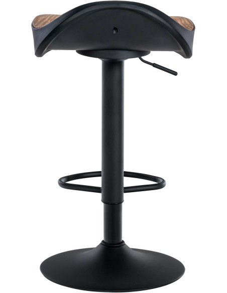 Tabouret de bar moderne en Métal Noir Polyuréthane Naturel Imitation bois Ravira - 5