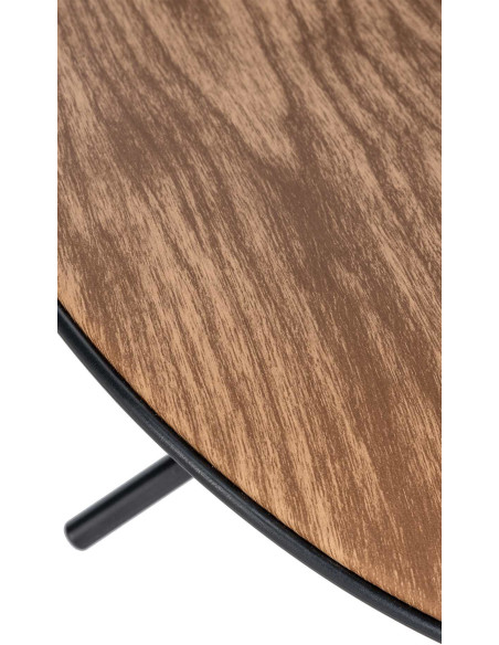 Tabouret de bar moderne en Métal Noir Polyuréthane Naturel Imitation bois Ravira - 6