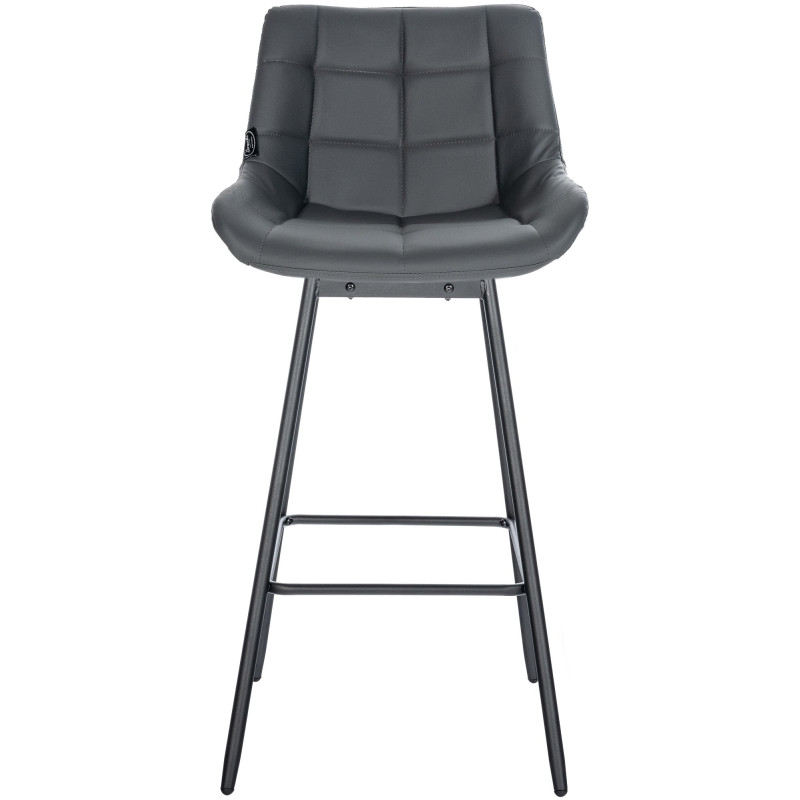 Tabouret de bar pivotant moderne en Polyuréthane Gris Métal Noir Cerian - 2