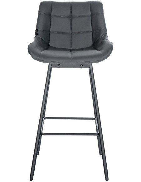 Tabouret de bar pivotant moderne en Polyuréthane Gris Métal Noir Cerian - 2