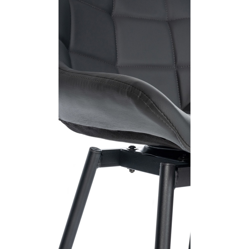 Tabouret de bar pivotant moderne en Polyuréthane Gris Métal Noir Cerian - 5