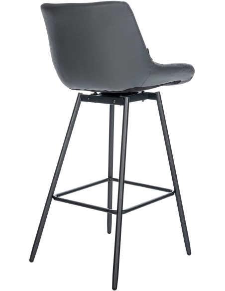 Tabouret de bar pivotant moderne en Polyuréthane Gris Métal Noir Cerian - 7