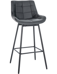 Tabouret de bar pivotant moderne en Polyuréthane Gris Métal Noir Cerian - 1