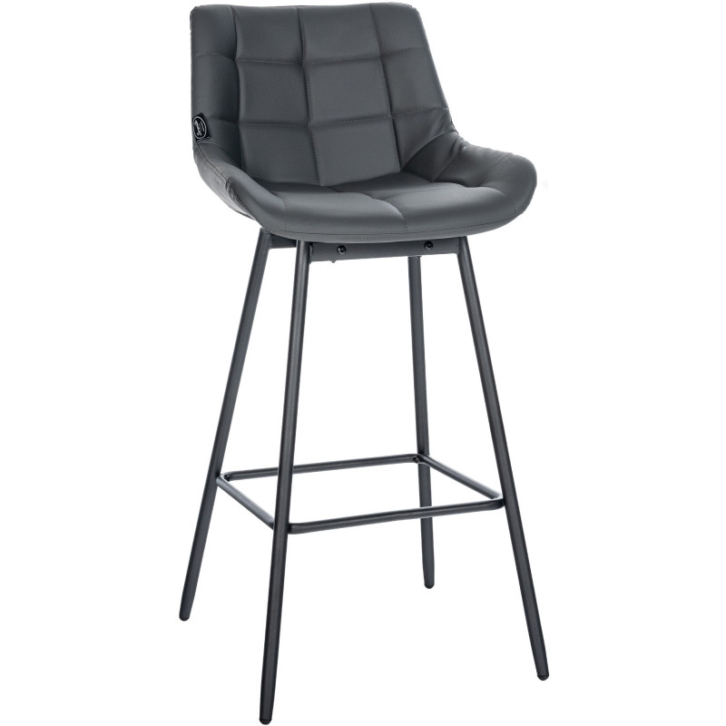 Tabouret de bar pivotant moderne en Polyuréthane Gris Métal Noir Cerian - 1