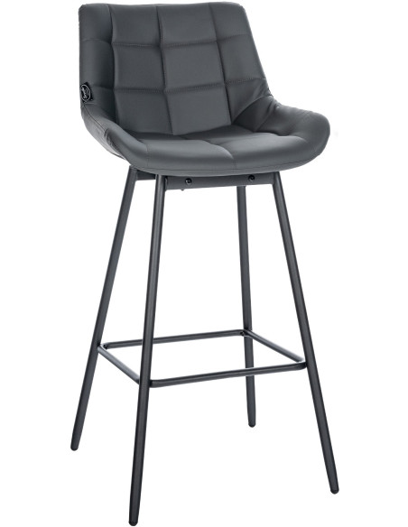 Tabouret de bar pivotant moderne en Polyuréthane Gris Métal Noir Cerian - 1