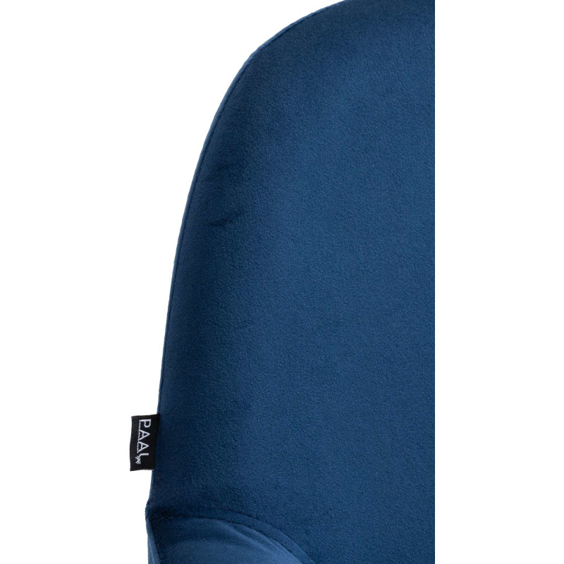 Tabouret de bar moderne en Velours Bleu Métal Argenté Gylvan - 2