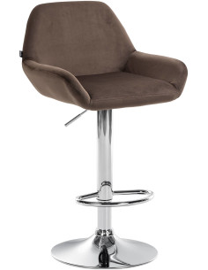 Tabouret de bar moderne en Velours Marron Métal Argenté Gylvan - 1