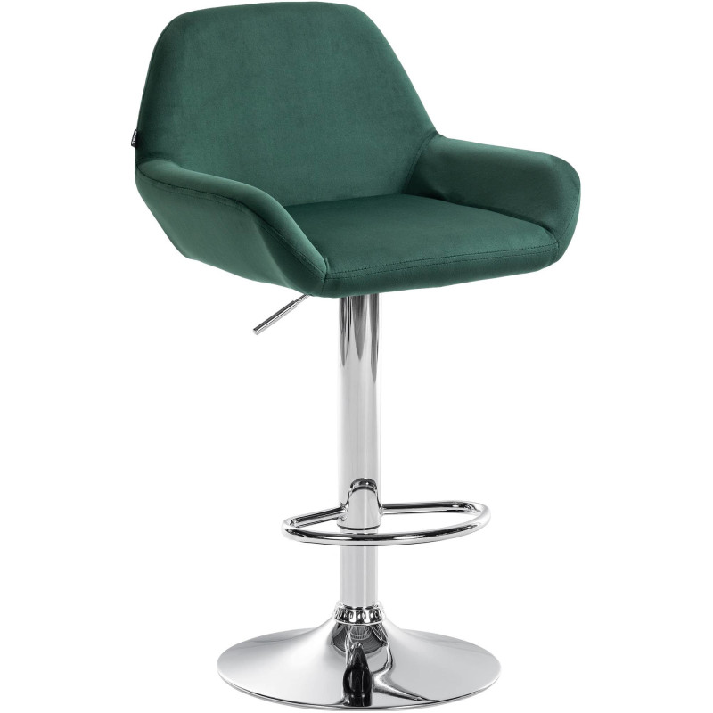 Tabouret de bar moderne en Velours Vert foncé Métal Argenté Gylvan - 1