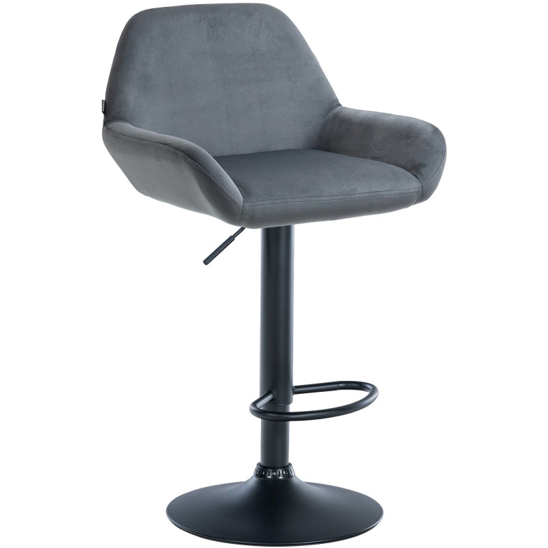 Tabouret de bar moderne en Velours Gris foncé Métal Noir Gylvan - 1