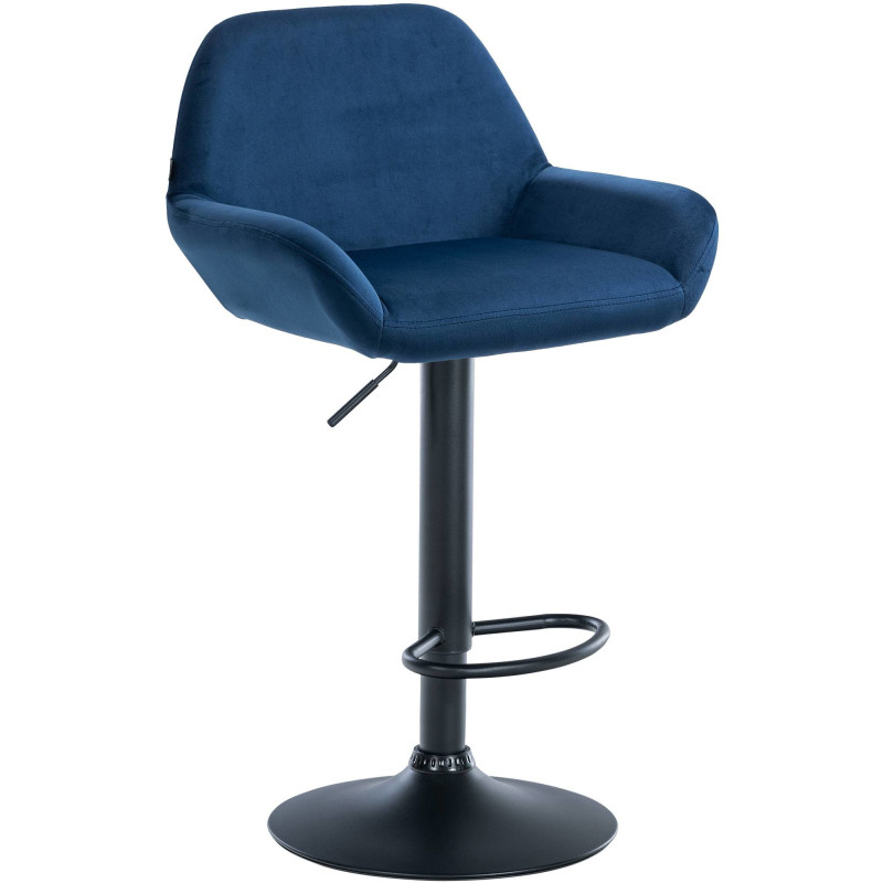 Tabouret de bar moderne en Velours Bleu Métal Noir Gylvan - 1