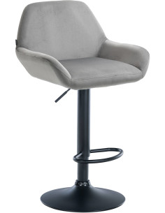 Tabouret de bar moderne en Velours Gris Métal Noir Gylvan - 1