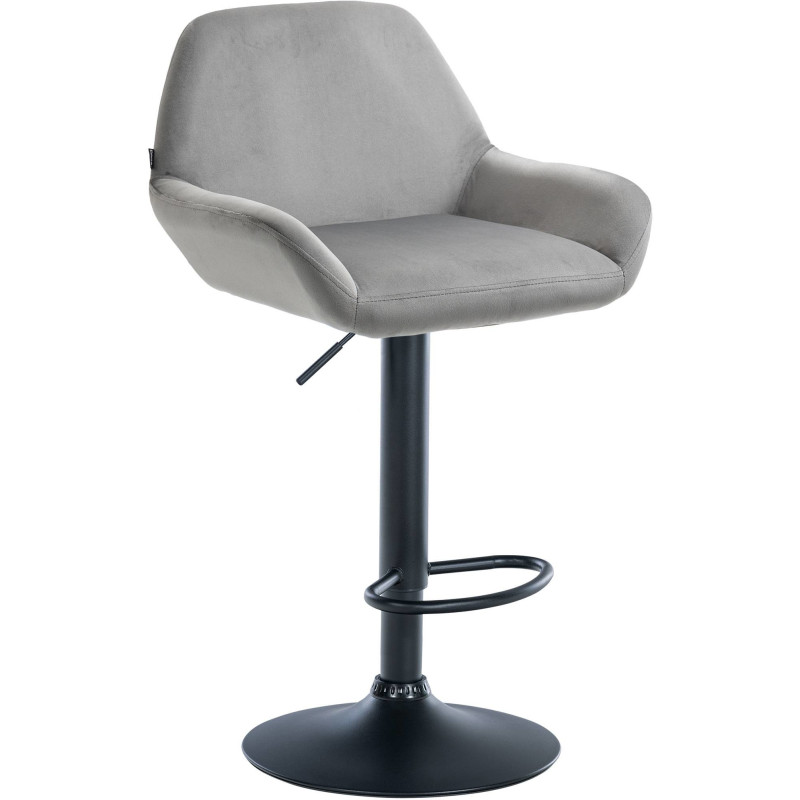 Tabouret de bar moderne en Velours Gris Métal Noir Gylvan - 1