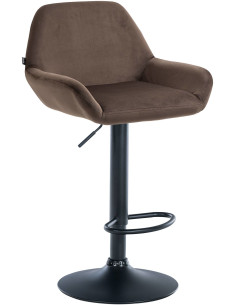 Tabouret de bar moderne en Velours Marron Métal Noir Gylvan - 1