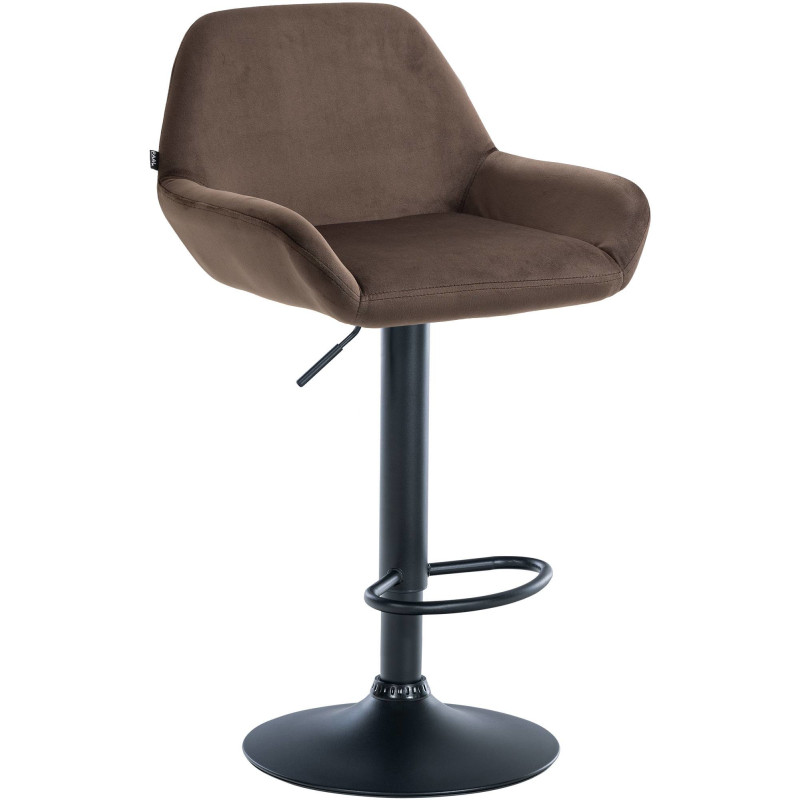Tabouret de bar moderne en Velours Marron Métal Noir Gylvan - 1
