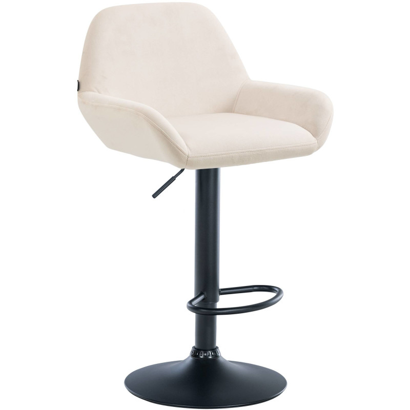 Tabouret de bar moderne en Velours Blanc crème Métal Noir Gylvan - 1