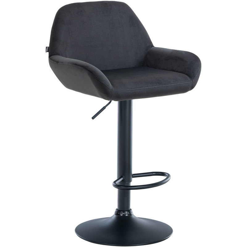 Tabouret de bar moderne en Velours Noir Métal Noir Gylvan - 1