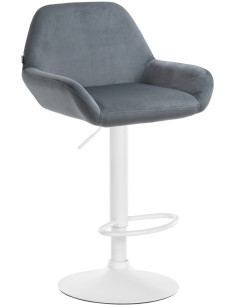 Tabouret de bar moderne en Velours Gris foncé Métal Blanc Gylvan - 1