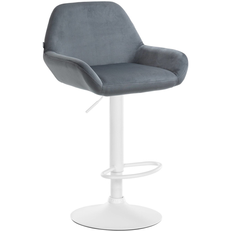 Tabouret de bar moderne en Velours Gris foncé Métal Blanc Gylvan - 1