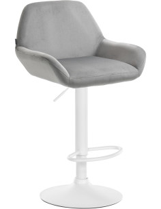 Tabouret de bar moderne en Velours Gris Métal Blanc Gylvan - 1