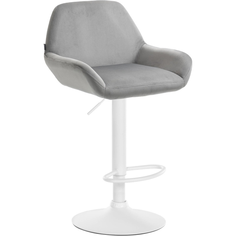 Tabouret de bar moderne en Velours Gris Métal Blanc Gylvan - 1