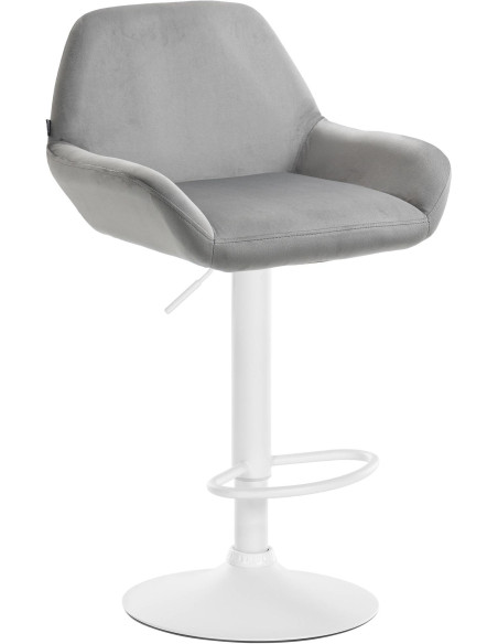 Tabouret de bar moderne en Velours Gris Métal Blanc Gylvan - 1
