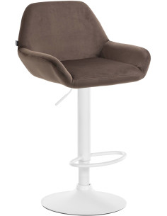 Tabouret de bar moderne en Velours Marron Métal Blanc Gylvan - 1
